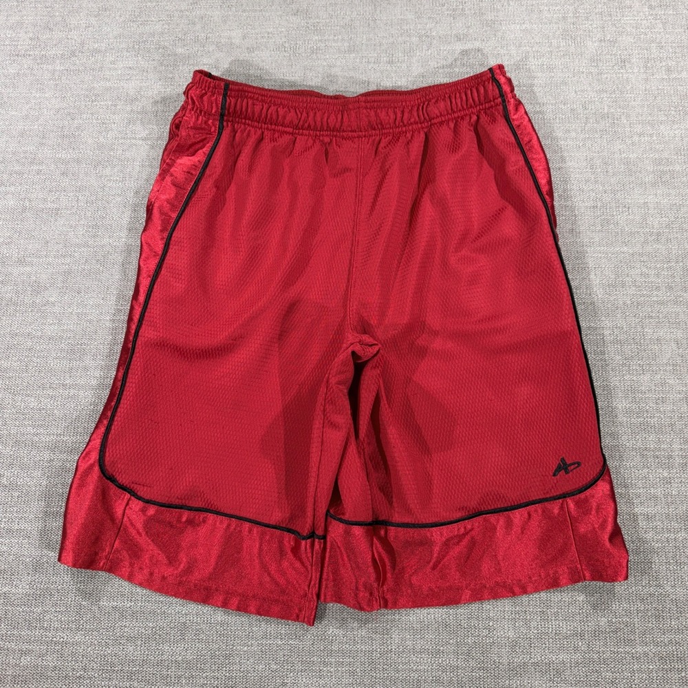 Athletech Basketball Shorts Mens Medium Red Mesh Black Trim Excellent Activewear